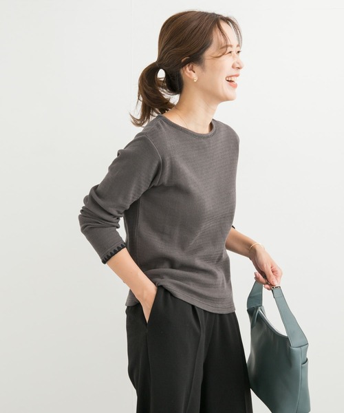 URBAN RESEARCH DOORS（アーバンリサーチドアーズ）の「刺繍ワッフルTシャツ（Tシャツ/カットソー・レディース・チャコールグレー/アイボリー・MEDIUM）」の16枚目の写真