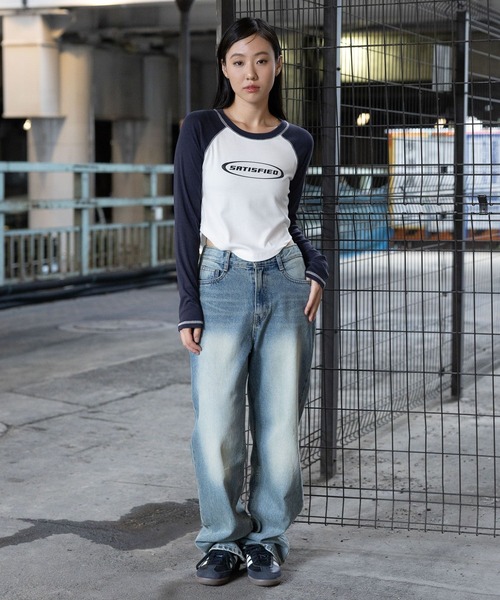 3.3 Field Trip (3.3フィールドトリップ)の「3.3 Field Trip/プリントラグラン長袖T(Tシャツ/カットソー・レディース・ネイビー/チャコール/ブラック・FREE)」の4枚目の写真