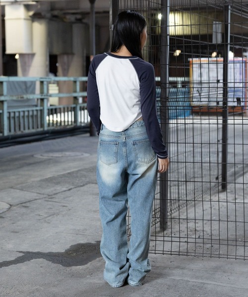 3.3 Field Trip (3.3フィールドトリップ)の「3.3 Field Trip/プリントラグラン長袖T(Tシャツ/カットソー・レディース・ネイビー/チャコール/ブラック・FREE)」の6枚目の写真