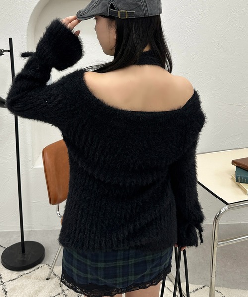 apres jour mignon(アプレジュールミニョン)の「【apresjour mignon SOIE】シャギースリットリボンニット【ZOZOTOWN限定アイテム】(ニット/セーター・レディース・ダークブラウン/カーキ/ブラック/アイボリー・フリー/X-LARGE)」の17枚目の写真