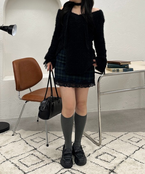 apres jour mignon(アプレジュールミニョン)の「【apresjour mignon SOIE】シャギースリットリボンニット【ZOZOTOWN限定アイテム】(ニット/セーター・レディース・ダークブラウン/カーキ/ブラック/アイボリー・フリー/X-LARGE)」の18枚目の写真