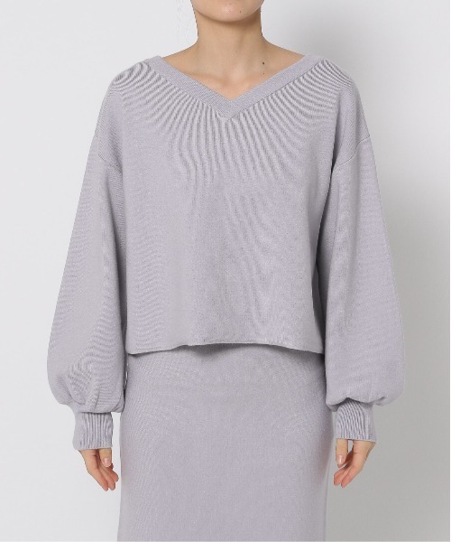 mysty woman（ミスティウーマン）の「袖ボリュームニット　252078（ニット/セーター・レディース・グレイッシュベージュ/ブラック/ライトグレー・FREE）」の14枚目の写真