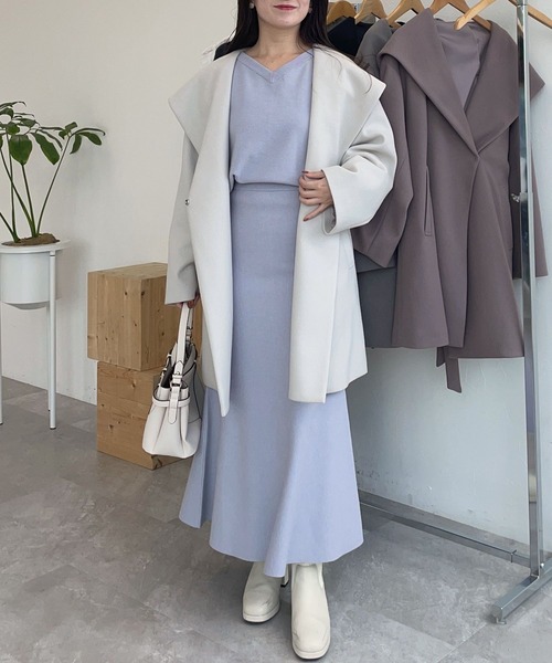 mysty woman（ミスティウーマン）の「袖ボリュームニット　252078（ニット/セーター・レディース・グレイッシュベージュ/ブラック/ライトグレー・FREE）」の15枚目の写真