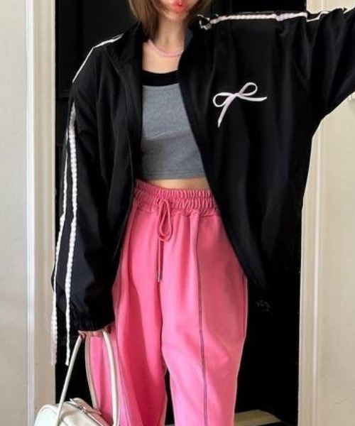 レースラインリボンナイロンジャケット（ブルゾン）｜Vipoa（ヴィポア