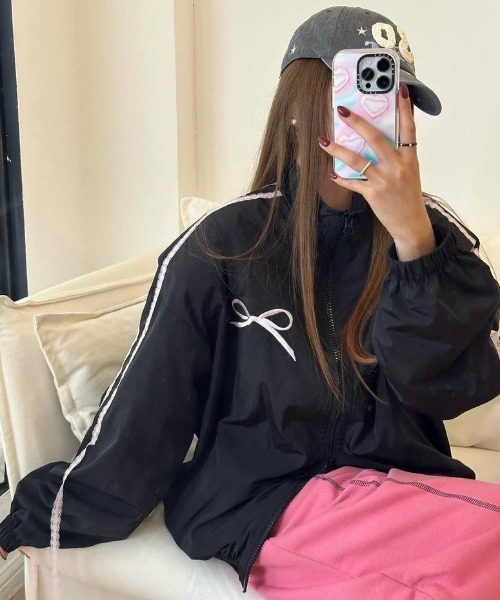 レースラインリボンナイロンジャケット（ブルゾン）｜Vipoa（ヴィポア