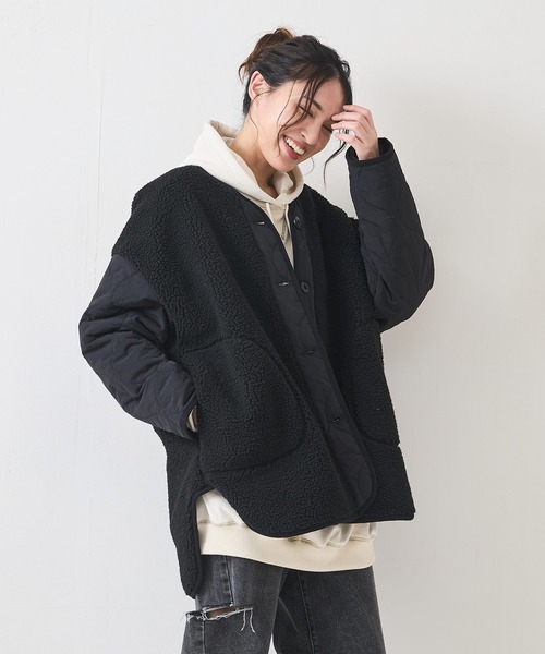 FORTPOINT/フォートポイント】袖キルト切り替えボアジャケット