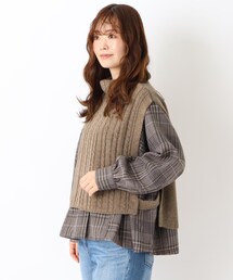 サイド開き タートルニットベスト