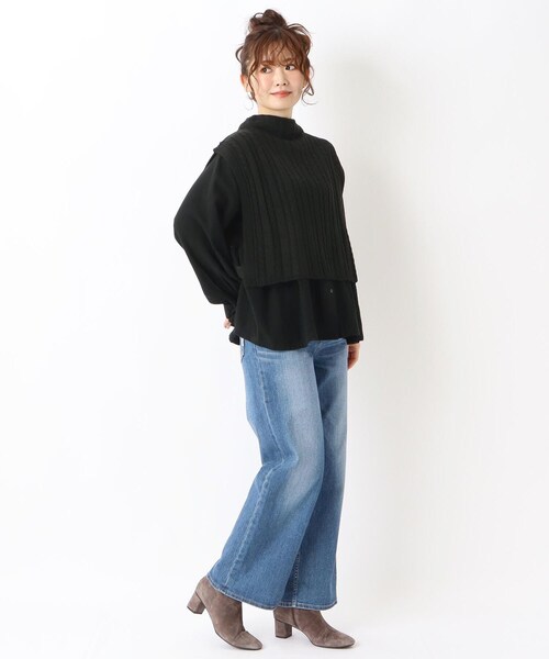 one'sterrace（ワンズテラス）の「サイド開き タートルニットベスト（ベスト・レディース・ブラック系8/ダークブラウン系8・02）」の11枚目の写真