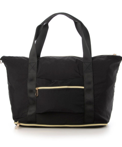cache cache(カシュ カシュ)の「カシュカシュ cachecache / ポータブルシワナイロンボストンバッグ(ボストンバッグ・レディース・ブラック/グレー・FREE)」の4枚目の写真