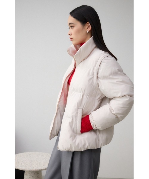 AZUL by moussy(アズールバイマウジー)の「2WAY中綿スタンドコート(ダウンジャケット/コート・レディース・アイボリー/ブラック・FREE)」の21枚目の写真