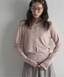 THE YOn | シアーリブカーディガン×タンクアンサンブル(Tシャツ/カットソー)