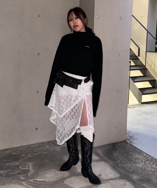 ACLENT（アクレント）の「ルーズタートルジャガードニット（ニット/セーター・レディース・ブラック/ホワイト/グレー・FREE）」の20枚目の写真