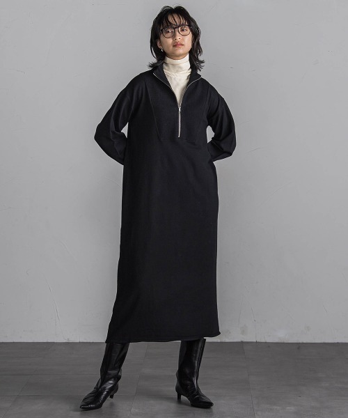 【WEB限定】ハーフジップニットワンピース≪手洗い可能≫（ワンピース）｜MAYSON GREY（メイソングレイ）