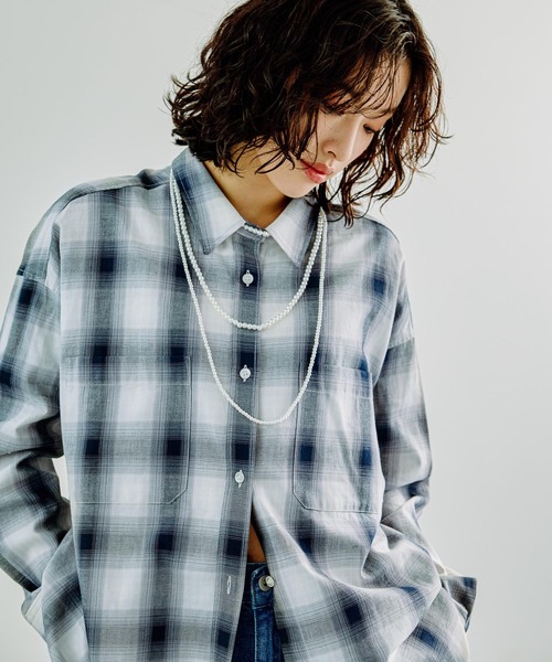 ちょこホワイト セール】オンブレチェックシャツ 242886（シャツ/ブラウス）｜LEPSIM