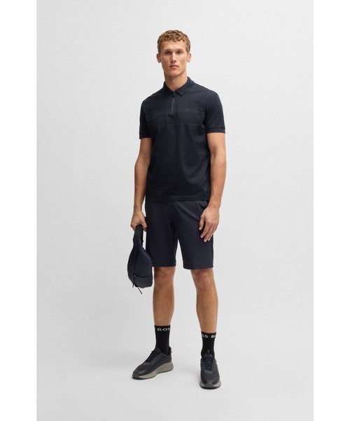 BOSS（ボス）の「ストラクチャードコットン ポロシャツ ジップネック（ポロシャツ・メンズ・ダークブルー/ベージュ・XXL/M/L/XL/S/XXXL）」の5枚目の写真