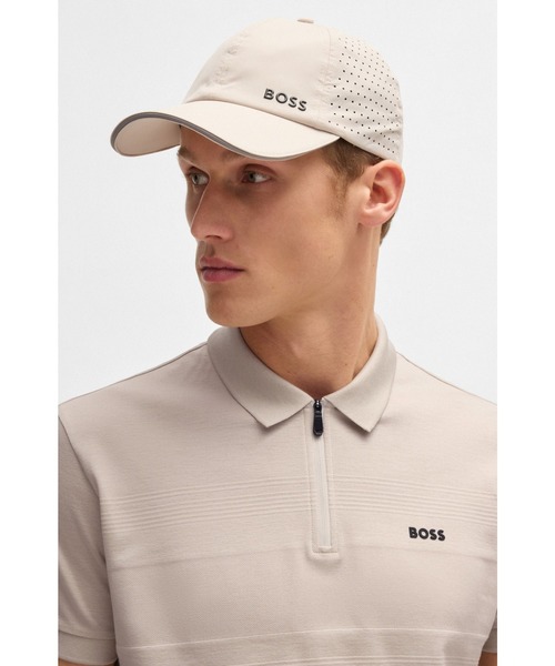 BOSS（ボス）の「ストラクチャードコットン ポロシャツ ジップネック（ポロシャツ・メンズ・ダークブルー/ベージュ・XXL/M/L/XL/S/XXXL）」の7枚目の写真