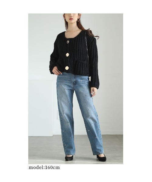 Sawa a la mode(サワアラモード)の「ざっくり編みニットカーディガン(カーディガン/ボレロ・レディース・ブラック/オフホワイト・FREE)」の19枚目の写真