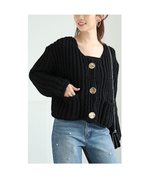 Sawa a la mode(サワアラモード)の「ざっくり編みニットカーディガン(カーディガン/ボレロ・レディース・ブラック/オフホワイト・FREE)」の20枚目の写真