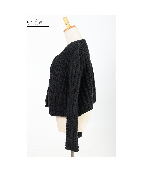 Sawa a la mode(サワアラモード)の「ざっくり編みニットカーディガン(カーディガン/ボレロ・レディース・ブラック/オフホワイト・FREE)」の22枚目の写真