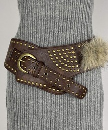 MEMECLE（メメクル）の「【 MEMECLE / メメクル 】ファー付きスタッズワイドベルト（ベルト・レディース）」