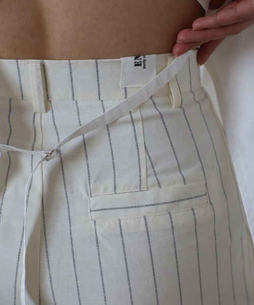 ENC(エンク)の「back label striped straight long pants / バックラベルストライプストレートロングパンツ(その他パンツ・レディース・アイボリー/グレー・S/M)」の10枚目の写真