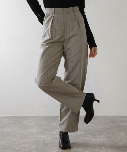 ENC(エンク)の「back label striped straight long pants / バックラベルストライプストレートロングパンツ(その他パンツ・レディース・アイボリー/グレー・S/M)」の12枚目の写真