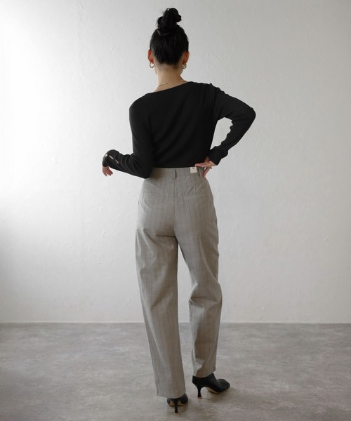 ENC(エンク)の「back label striped straight long pants / バックラベルストライプストレートロングパンツ(その他パンツ・レディース・アイボリー/グレー・S/M)」の16枚目の写真