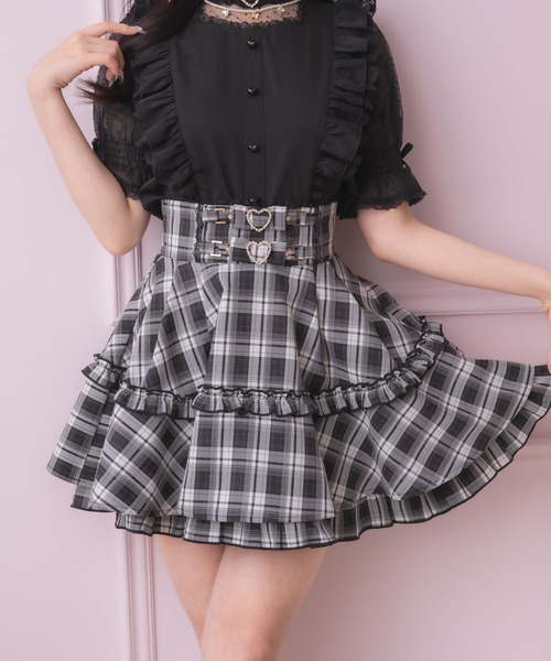 ROJITA(ロジータ)の「ベルトリボンデザインスカート(スカート・レディース・チェック/ピンク/ブラック/その他/グレー・FREE)」の4枚目の写真