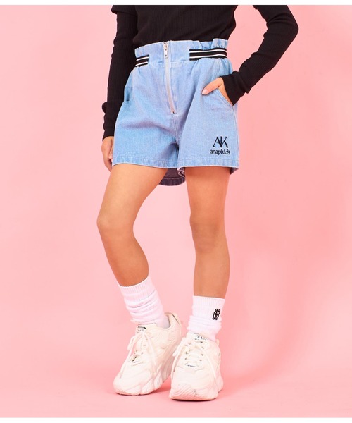 ANAP kids(アナップキッズ)の「ウエストゴムデザインジップ付ショートパンツ(その他パンツ・キッズ・ブラック/ブルー・130cm/120cm/110cm)」の6枚目の写真