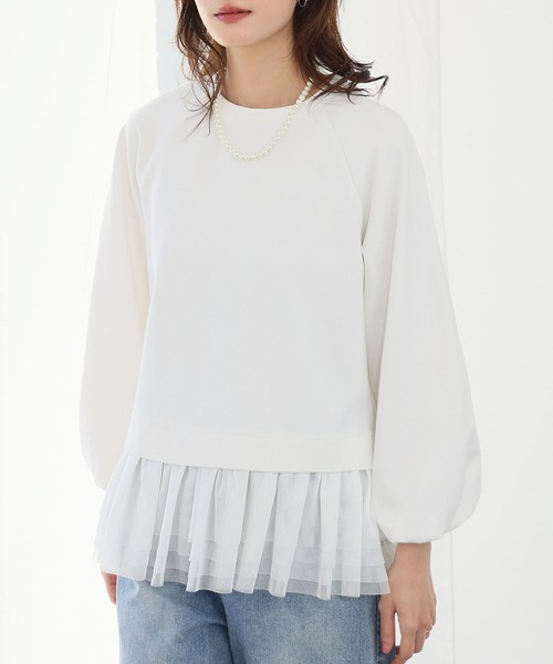 ELFRANK(エルフランク)の「チュールドッキングレイヤード風プルオーバー(Tシャツ/カットソー・レディース・ブラック/オフホワイト/ブラック×ホワイト・FREE)」の11枚目の写真