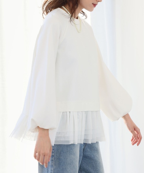 ELFRANK(エルフランク)の「チュールドッキングレイヤード風プルオーバー(Tシャツ/カットソー・レディース・ブラック/オフホワイト/ブラック×ホワイト・FREE)」の12枚目の写真