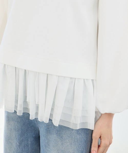 ELFRANK(エルフランク)の「チュールドッキングレイヤード風プルオーバー(Tシャツ/カットソー・レディース・ブラック/オフホワイト/ブラック×ホワイト・FREE)」の14枚目の写真