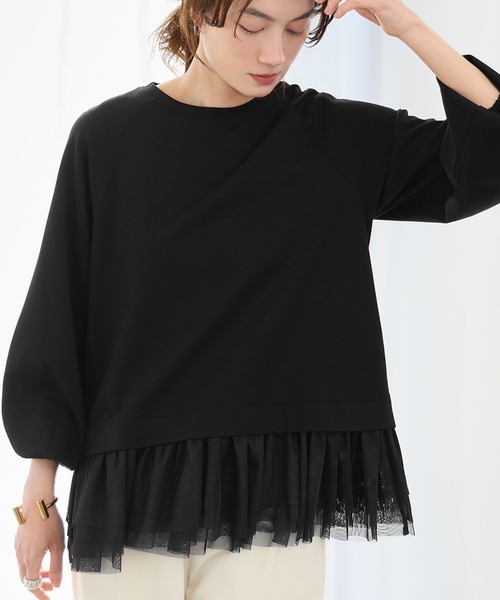 ELFRANK(エルフランク)の「チュールドッキングレイヤード風プルオーバー(Tシャツ/カットソー・レディース・ブラック/オフホワイト/ブラック×ホワイト・FREE)」の16枚目の写真