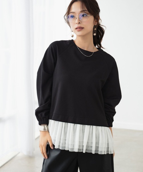 ELFRANK(エルフランク)の「チュールドッキングレイヤード風プルオーバー(Tシャツ/カットソー・レディース・ブラック/オフホワイト/ブラック×ホワイト・FREE)」の21枚目の写真