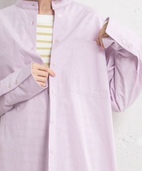 POU DOU DOU（プードゥドゥ）の「バンドカラーポケットシャツ（シャツ/ブラウス・レディース・ラベンダー/オフホワイト/ブルー・M）」の12枚目の写真