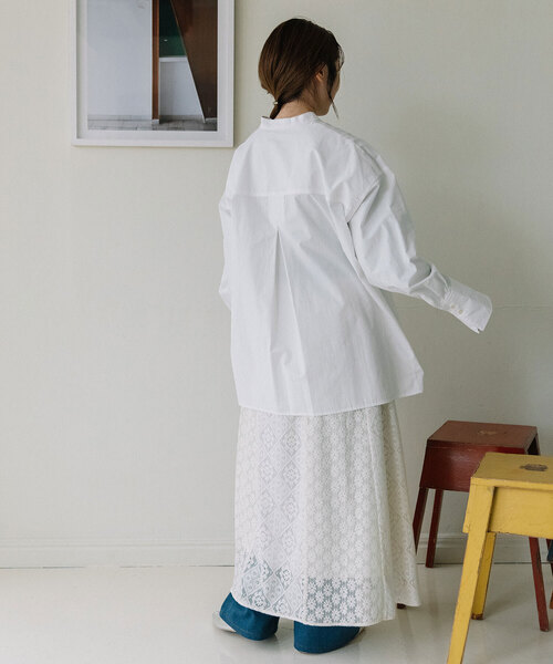 POU DOU DOU（プードゥドゥ）の「バンドカラーポケットシャツ（シャツ/ブラウス・レディース・ラベンダー/オフホワイト/ブルー・M）」の22枚目の写真