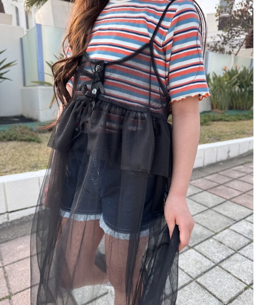 TARKER（ターカー）の「シアー素材ワンピース（ワンピース・キッズ・オフホワイト/ブラック・130/120/110/100/90/150/140）」の13枚目の写真