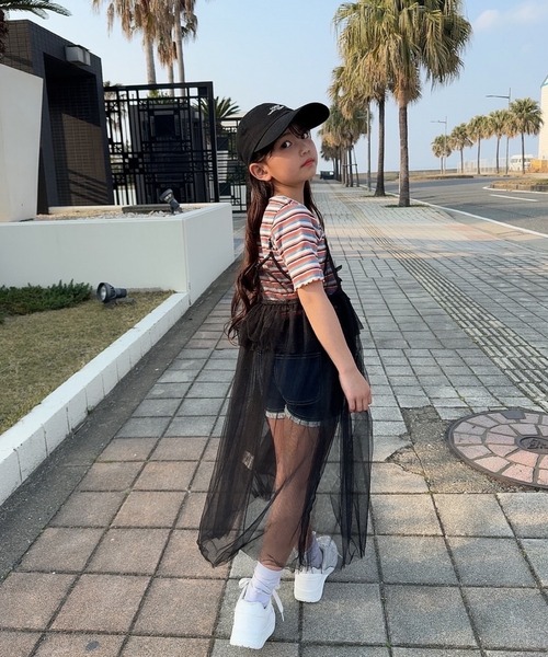 TARKER（ターカー）の「シアー素材ワンピース（ワンピース・キッズ・オフホワイト/ブラック・130/120/110/100/90/150/140）」の15枚目の写真