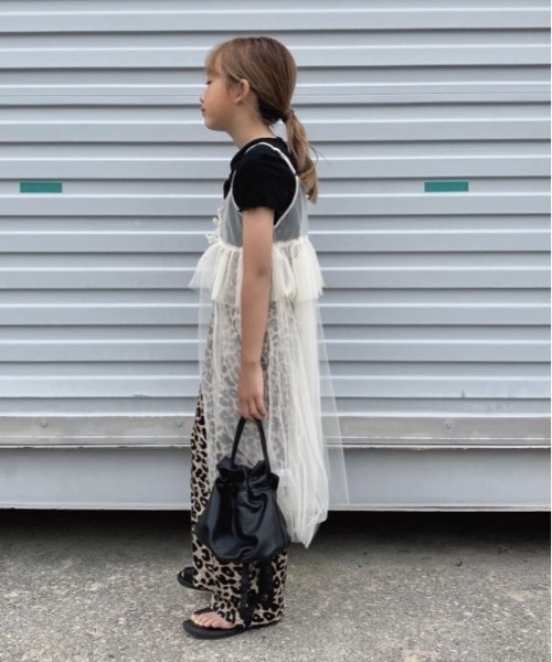 TARKER（ターカー）の「シアー素材ワンピース（ワンピース・キッズ・オフホワイト/ブラック・130/120/110/100/90/150/140）」の12枚目の写真