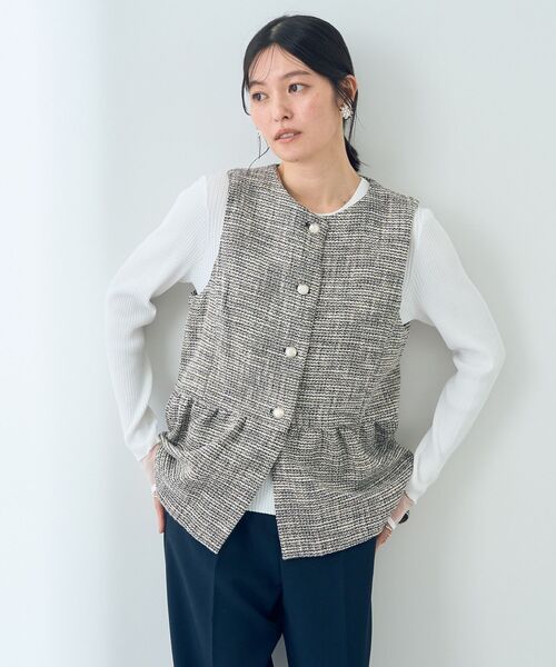 YECCA VECCA（イェッカヴェッカ）の「ツイードペプラムジレ（その他アウター・レディース・オフホワイト/ブラック・FREE）」の22枚目の写真