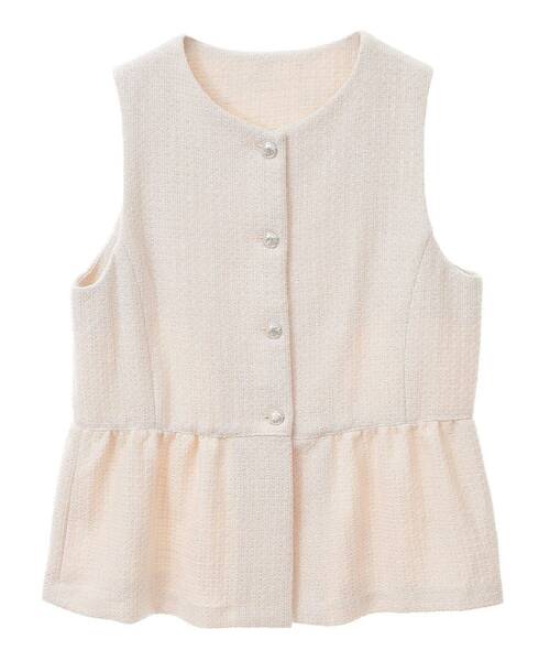 YECCA VECCA（イェッカヴェッカ）の「ツイードペプラムジレ（その他アウター・レディース・オフホワイト/ブラック・FREE）」の5枚目の写真