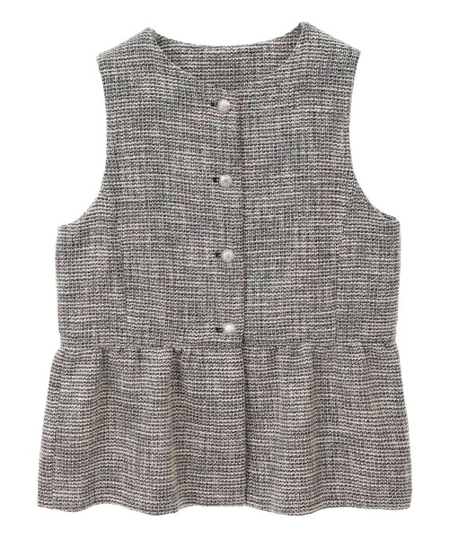 YECCA VECCA（イェッカヴェッカ）の「ツイードペプラムジレ（その他アウター・レディース・オフホワイト/ブラック・FREE）」の3枚目の写真