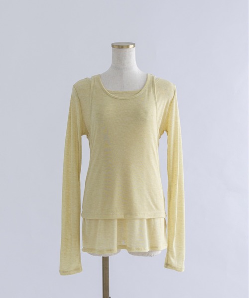 EN NEUME（エンノイム）の「Sheer Ribbed Layering Tank Set（Tシャツ/カットソー・レディース・ブラック/杢グレー/イエロー/ホワイト・FREE）」の4枚目の写真