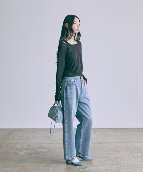 EN NEUME（エンノイム）の「Sheer Ribbed Layering Tank Set（Tシャツ/カットソー・レディース・ブラック/杢グレー/イエロー/ホワイト・FREE）」の18枚目の写真