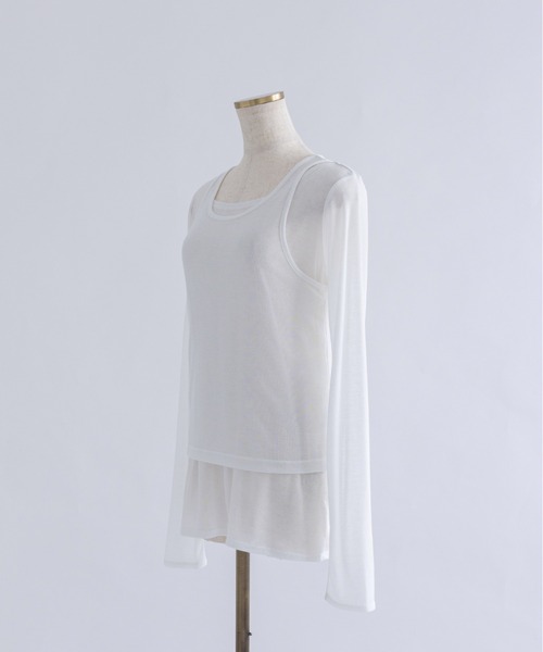 EN NEUME（エンノイム）の「Sheer Ribbed Layering Tank Set（Tシャツ/カットソー・レディース・ブラック/杢グレー/イエロー/ホワイト・FREE）」の21枚目の写真