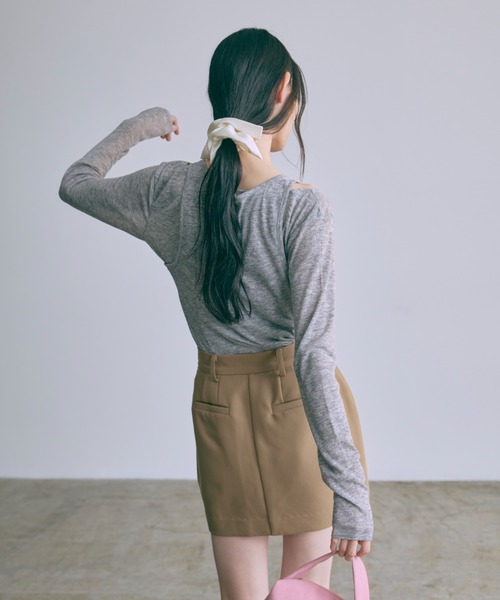 EN NEUME（エンノイム）の「Sheer Ribbed Layering Tank Set（Tシャツ/カットソー・レディース・ブラック/杢グレー/イエロー/ホワイト・FREE）」の9枚目の写真