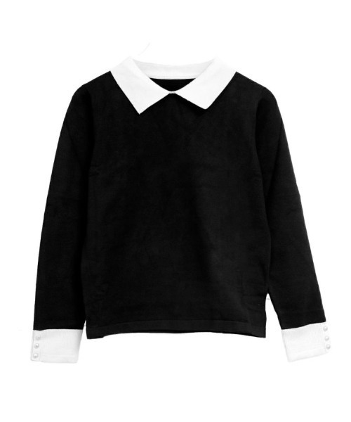 aquagarage（アクアガレージ）の「ポイントパール襟付きニット（ニット/セーター・レディース・ネイビー/ベージュ/ブラック・L/M）」の12枚目の写真