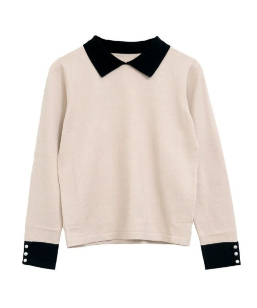 aquagarage（アクアガレージ）の「ポイントパール襟付きニット（ニット/セーター・レディース・ネイビー/ベージュ/ブラック・L/M）」の13枚目の写真