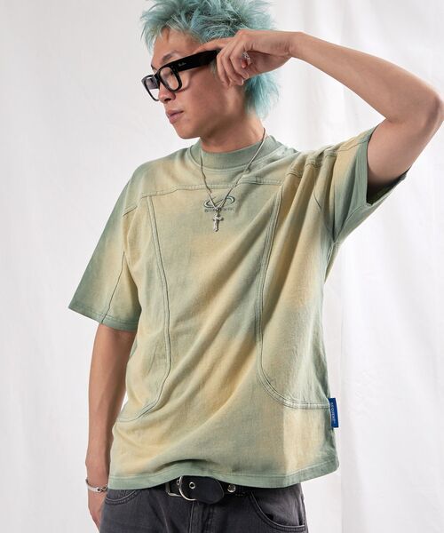 SEQUENZ（シークエンズ）の「【SEQUENZ（シークエンズ）】WASHED SPLASH S/S TEE / Tシャツ 半袖 クルーネック オーバーサイズ センターロゴ 刺繍（Tシャツ/カットソー・メンズ・グリーン系その他3/グレイッシュベージュ/ブラック・LARGE/MEDIUM/SMALL）」の7枚目の写真