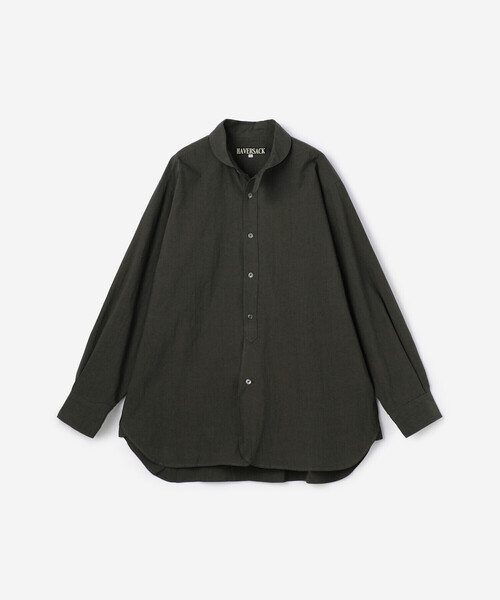 HAVERSACK（ハバーザック）の「HAVERSACK | 〈別注〉丸襟シャツ MEN（シャツ/ブラウス・メンズ・ベージュ/チャコール・M/L/XL）」の2枚目の写真